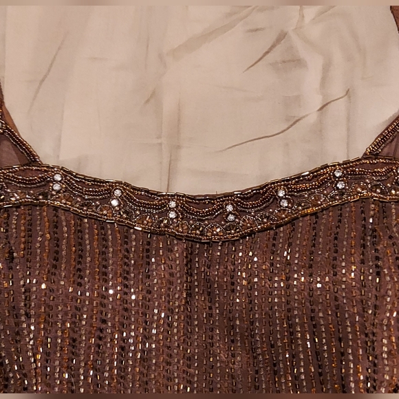 GORGEOUS beaded copper and brown two piece formal dress - Picture 5 of 8